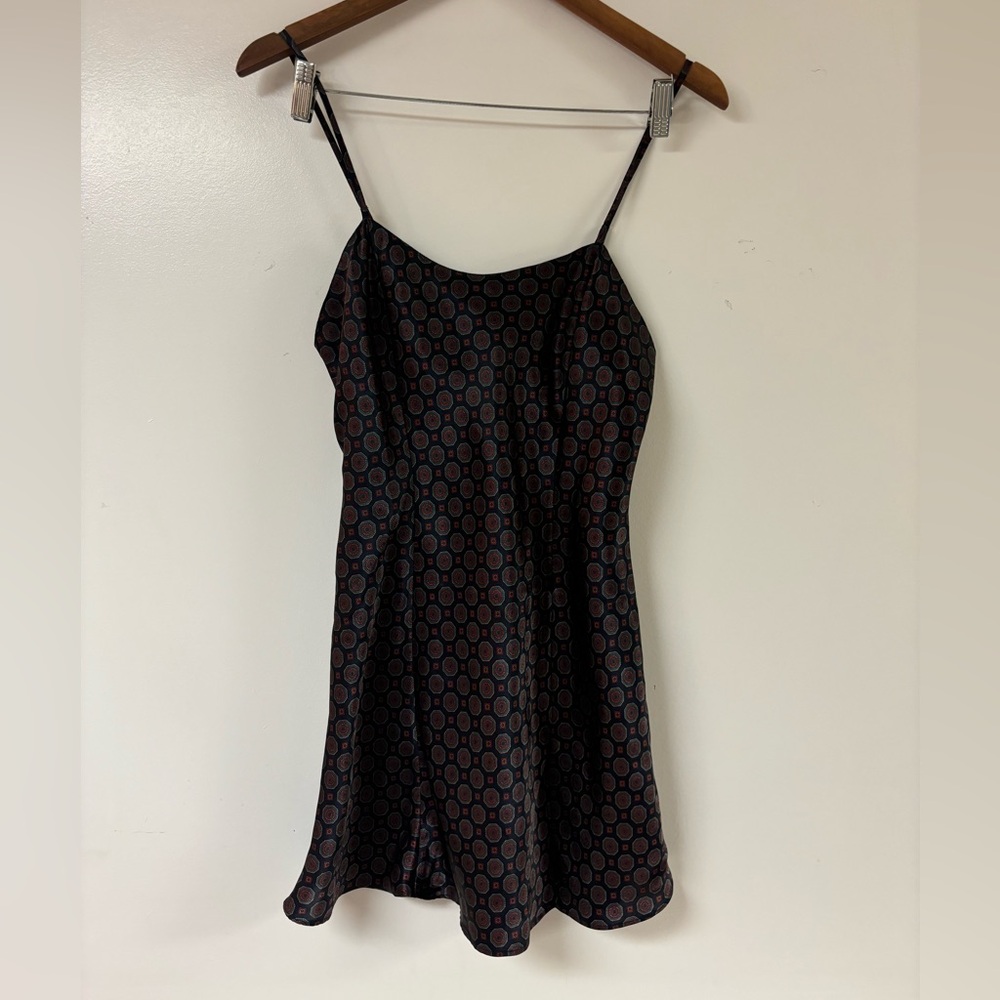 Victoria's Secret Y2K Black, Red, Blue Geometric Slip Dress retro